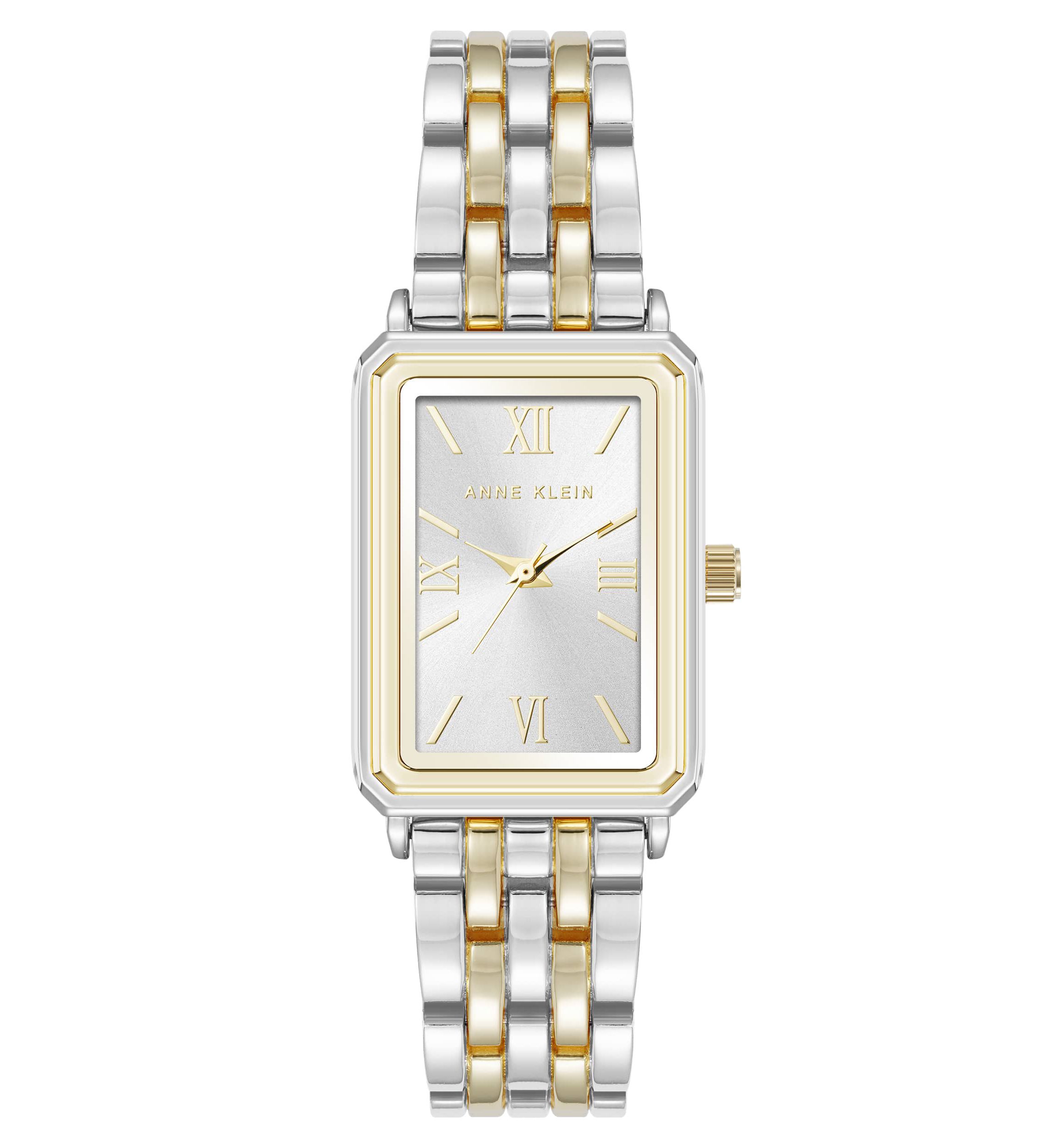 Anne Klein Womens Quartz Rectangular Estate Two-Tone Metal Alloy Watch, 25mm
