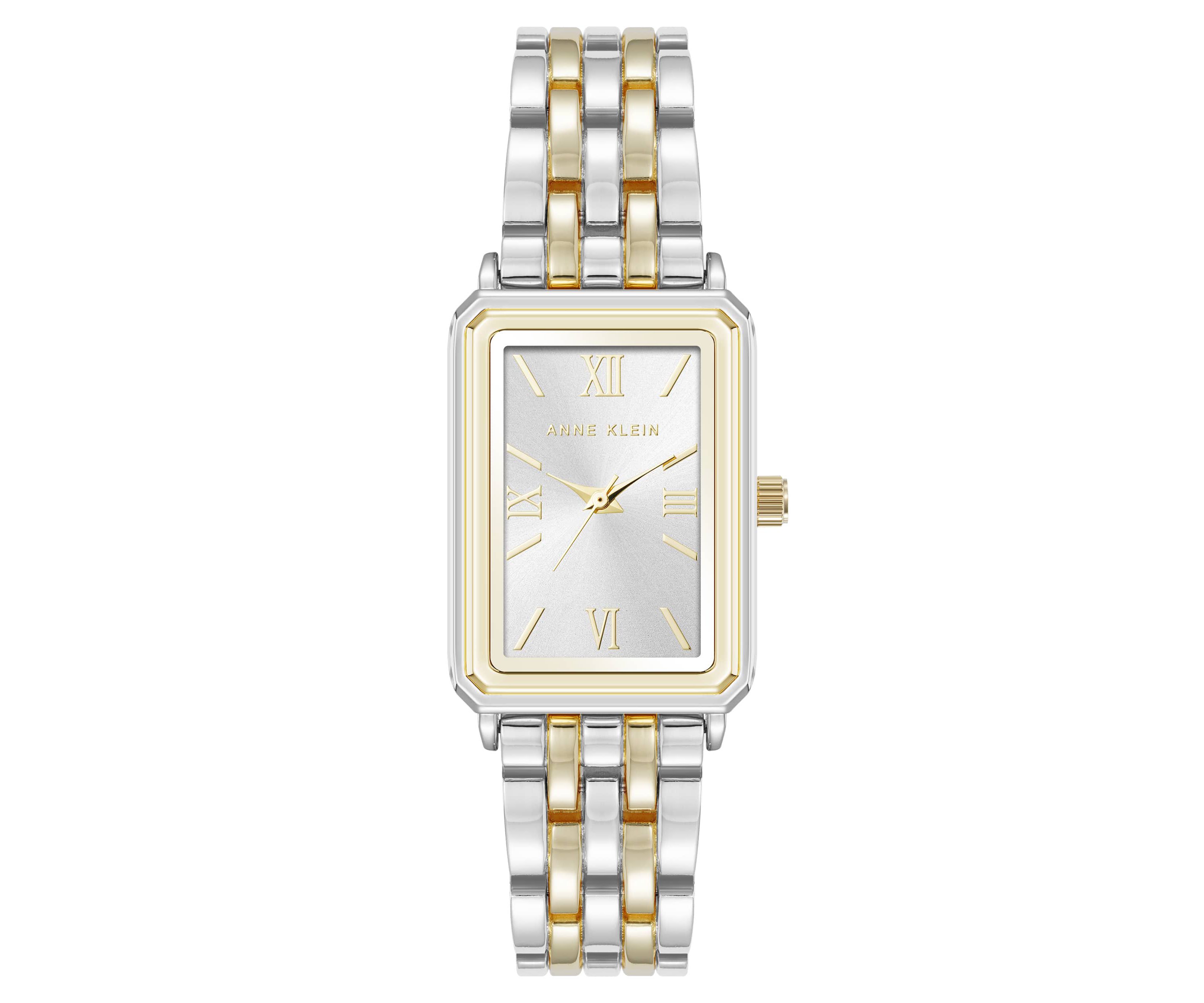 Anne Klein Womens Quartz Rectangular Estate Two-Tone Metal Alloy Watch, 25mm