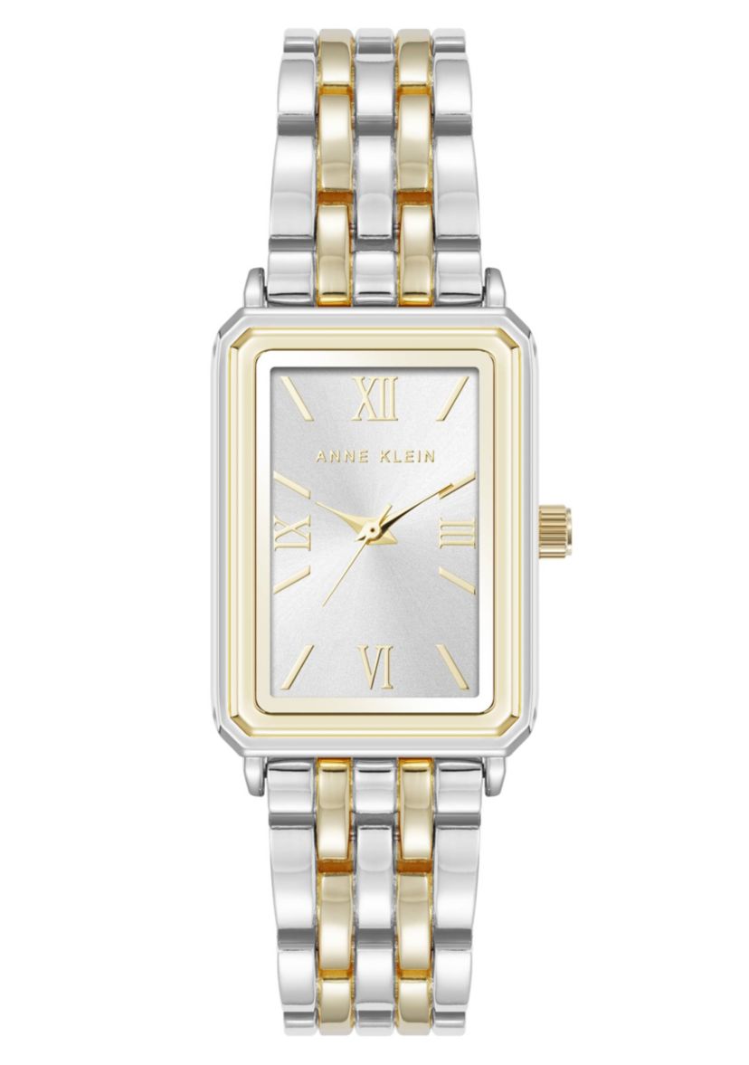 Anne Klein Womens Quartz Rectangular Estate Two-Tone Metal Alloy Watch, 25mm