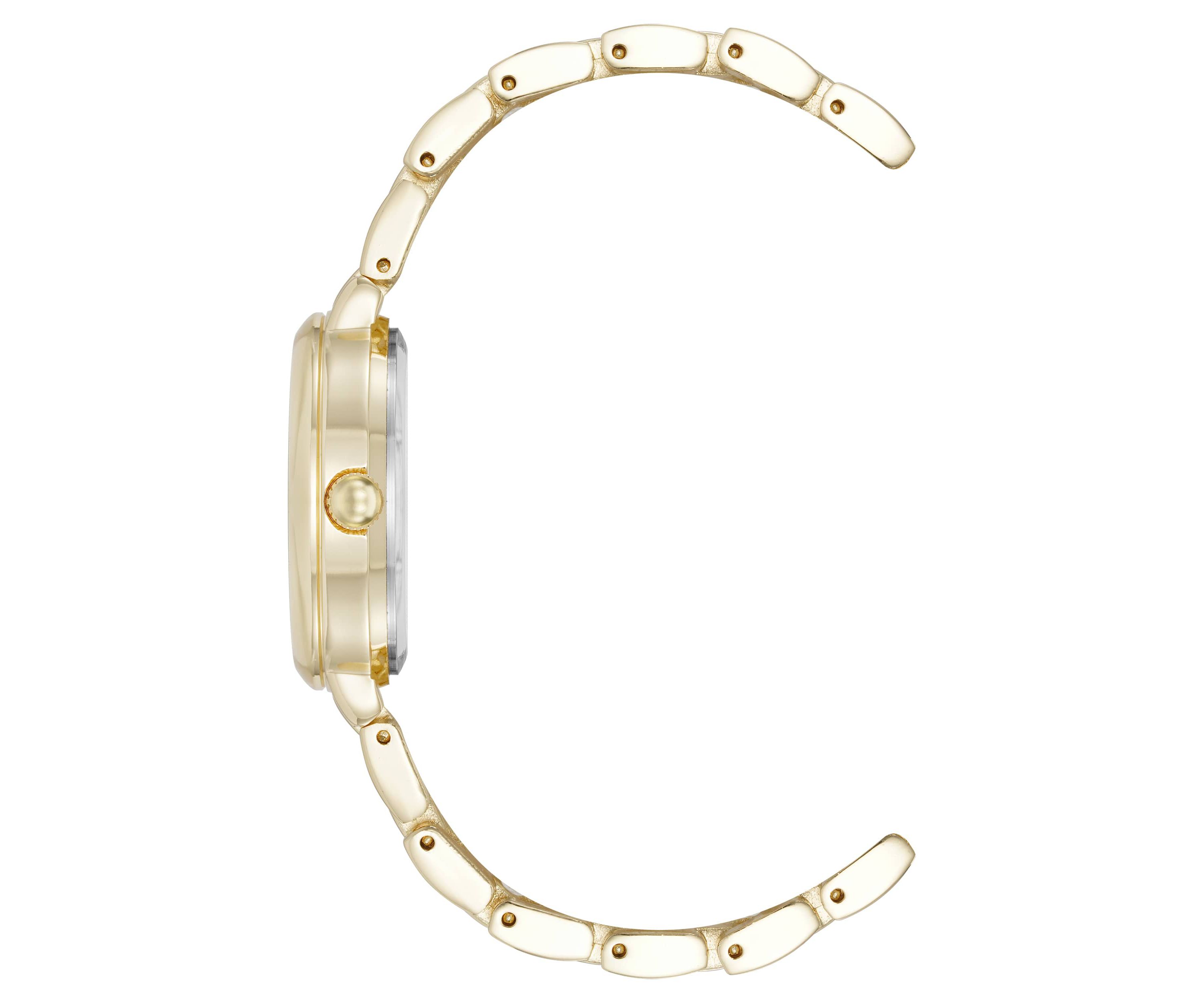 Anne Klein Womens Quartz Classy Gold-Tone Metal Alloy and Black Dial Watch, 30mm