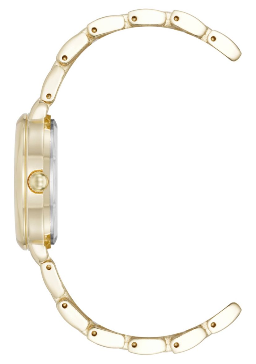 Anne Klein Womens Quartz Classy Gold-Tone Metal Alloy and Black Dial Watch, 30mm
