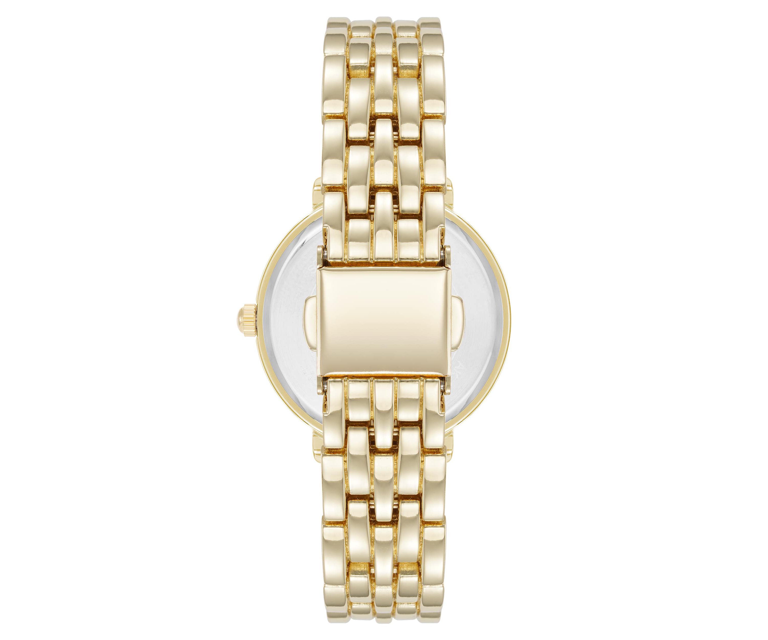 Anne Klein Womens Quartz Classy Gold-Tone Metal Alloy and Black Dial Watch, 30mm