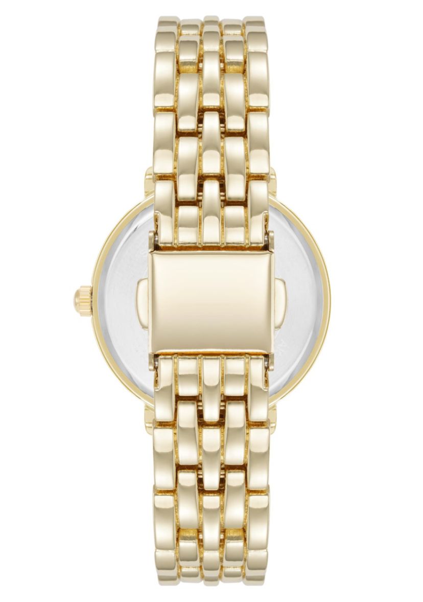 Anne Klein Womens Quartz Classy Gold-Tone Metal Alloy and Black Dial Watch, 30mm