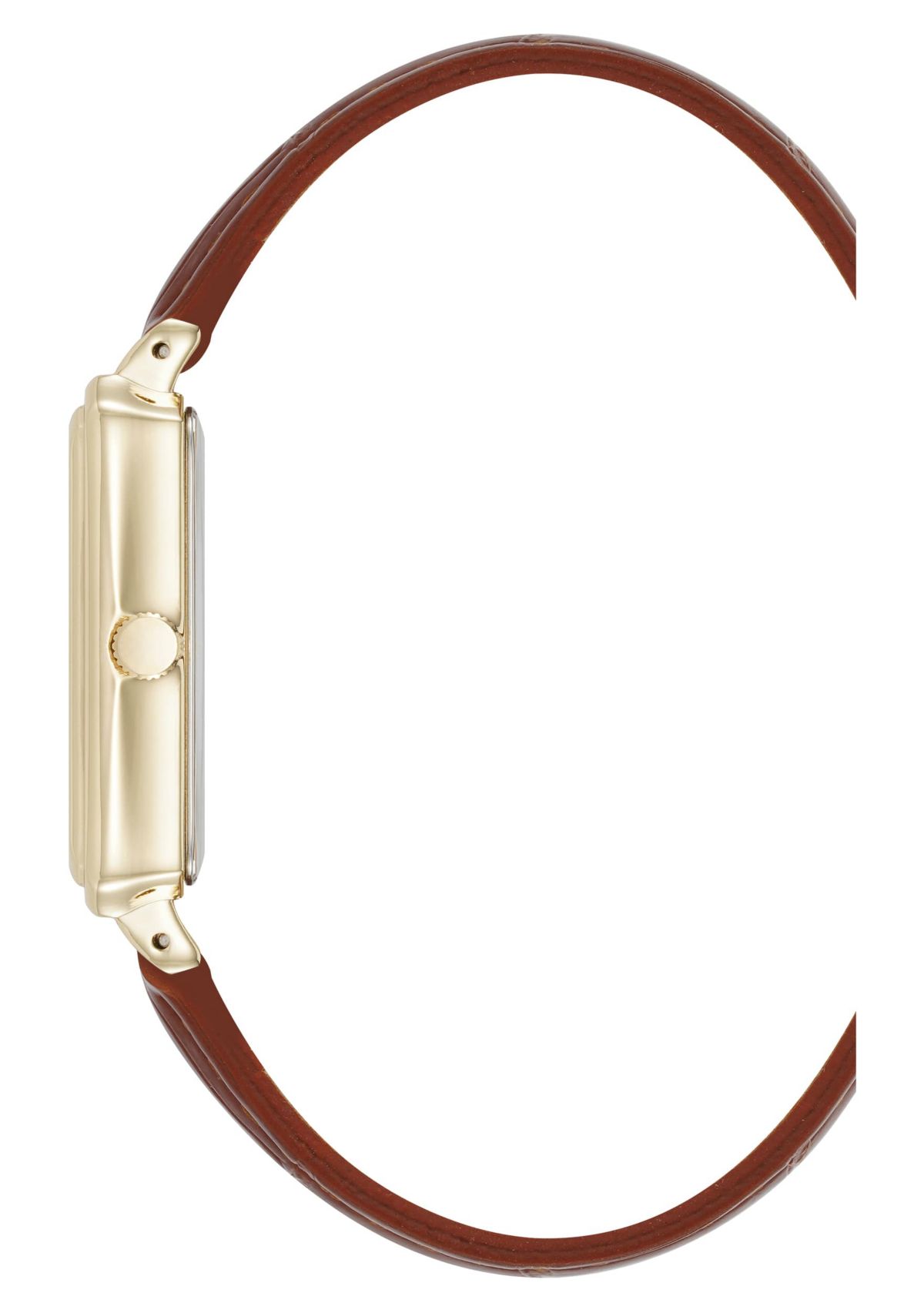 Anne Klein Womens Quartz Casual Brown PU Leather and Gold-Tone Metal Alloy Watch, 25mm