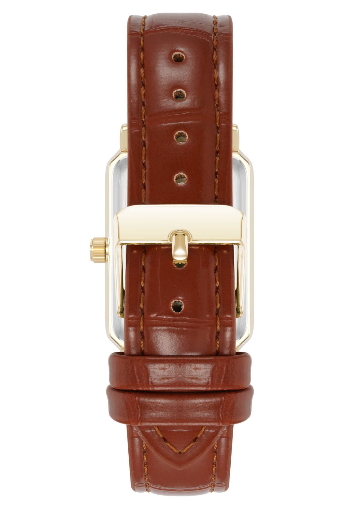Anne Klein Womens Quartz Casual Brown PU Leather and Gold-Tone Metal Alloy Watch, 25mm