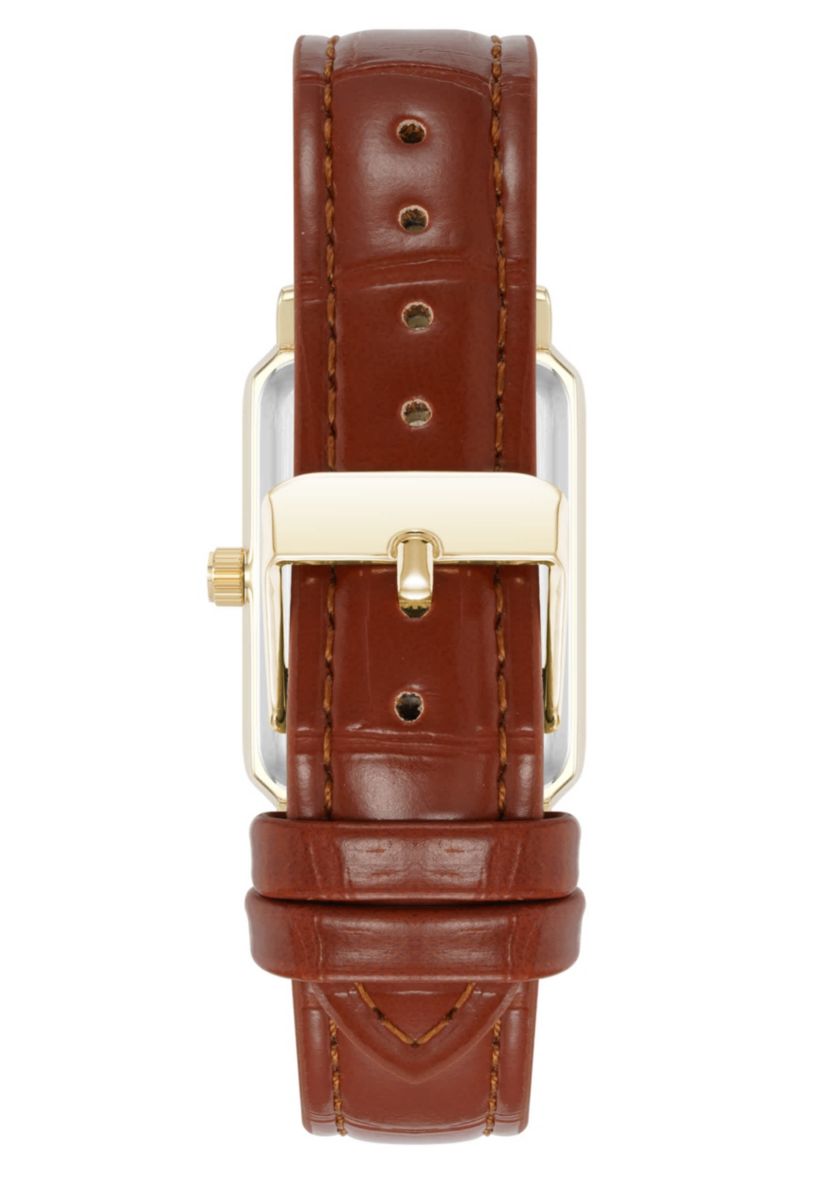 Anne Klein Womens Quartz Casual Brown PU Leather and Gold-Tone Metal Alloy Watch, 25mm