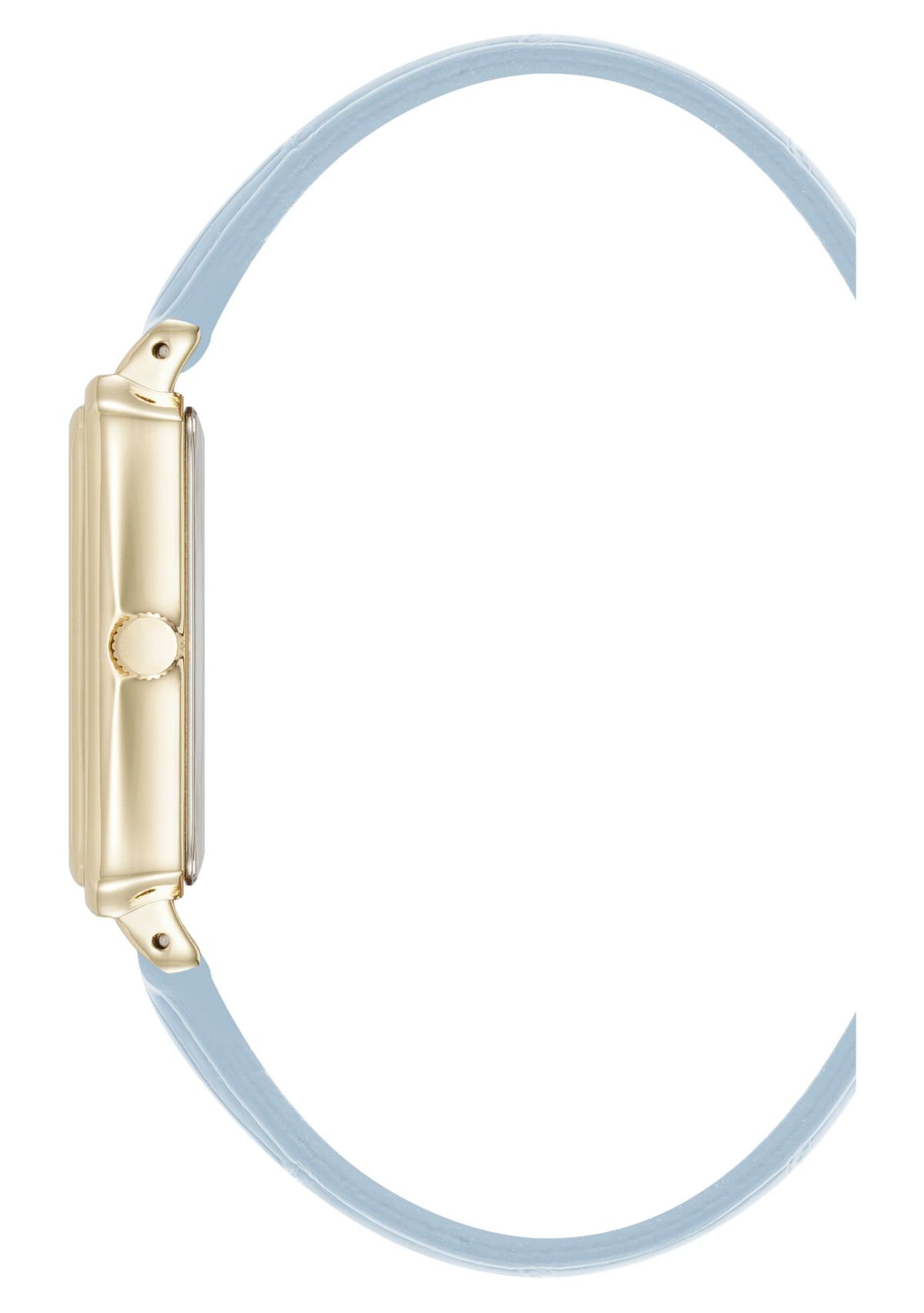 Anne Klein Womens Quartz Casual Light Blue PU Leather and Gold-Tone Metal Alloy Watch, 25mm