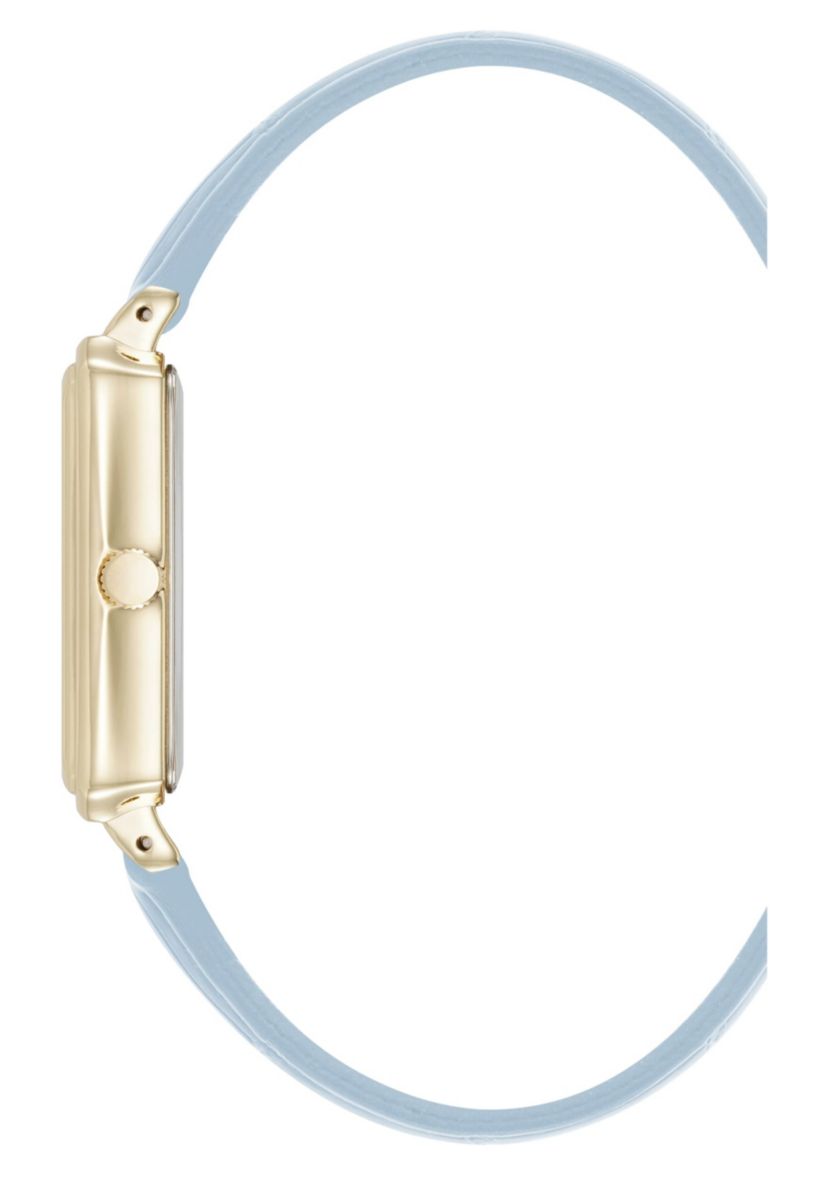 Anne Klein Womens Quartz Casual Light Blue PU Leather and Gold-Tone Metal Alloy Watch, 25mm