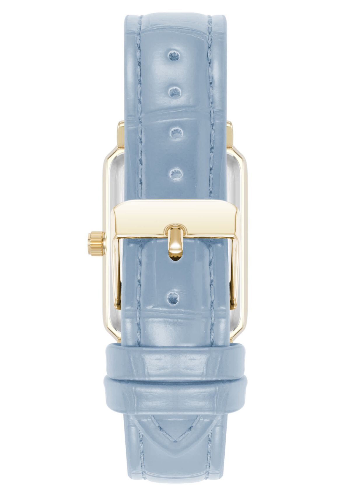 Anne Klein Womens Quartz Casual Light Blue PU Leather and Gold-Tone Metal Alloy Watch, 25mm