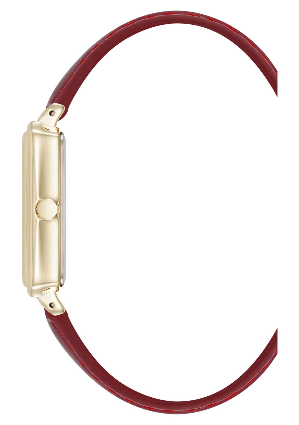 Anne Klein Womens Quartz Casual Red PU Leather and Gold-Tone Metal Alloy Watch, 25mm