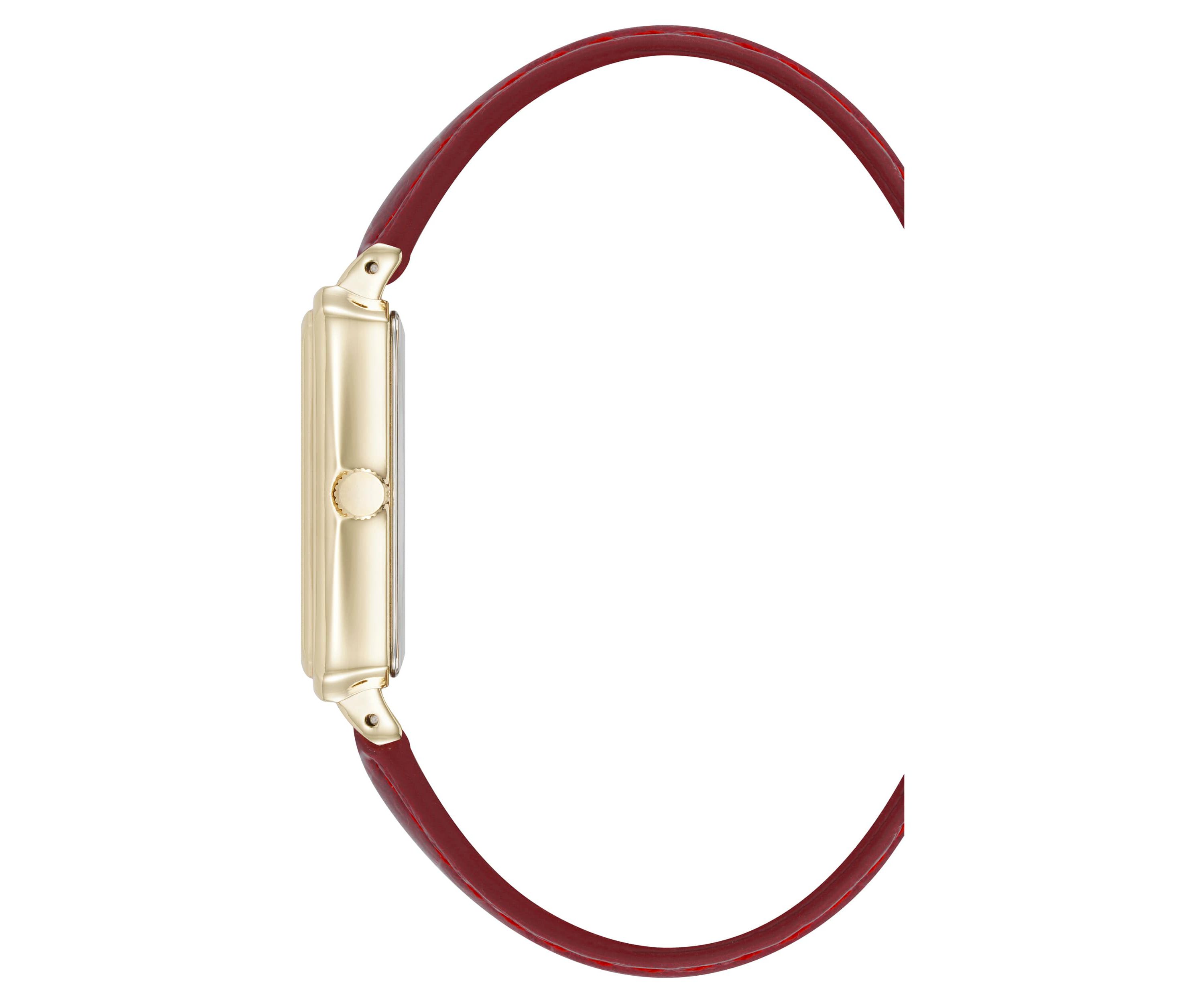 Anne Klein Womens Quartz Casual Red PU Leather and Gold-Tone Metal Alloy Watch, 25mm