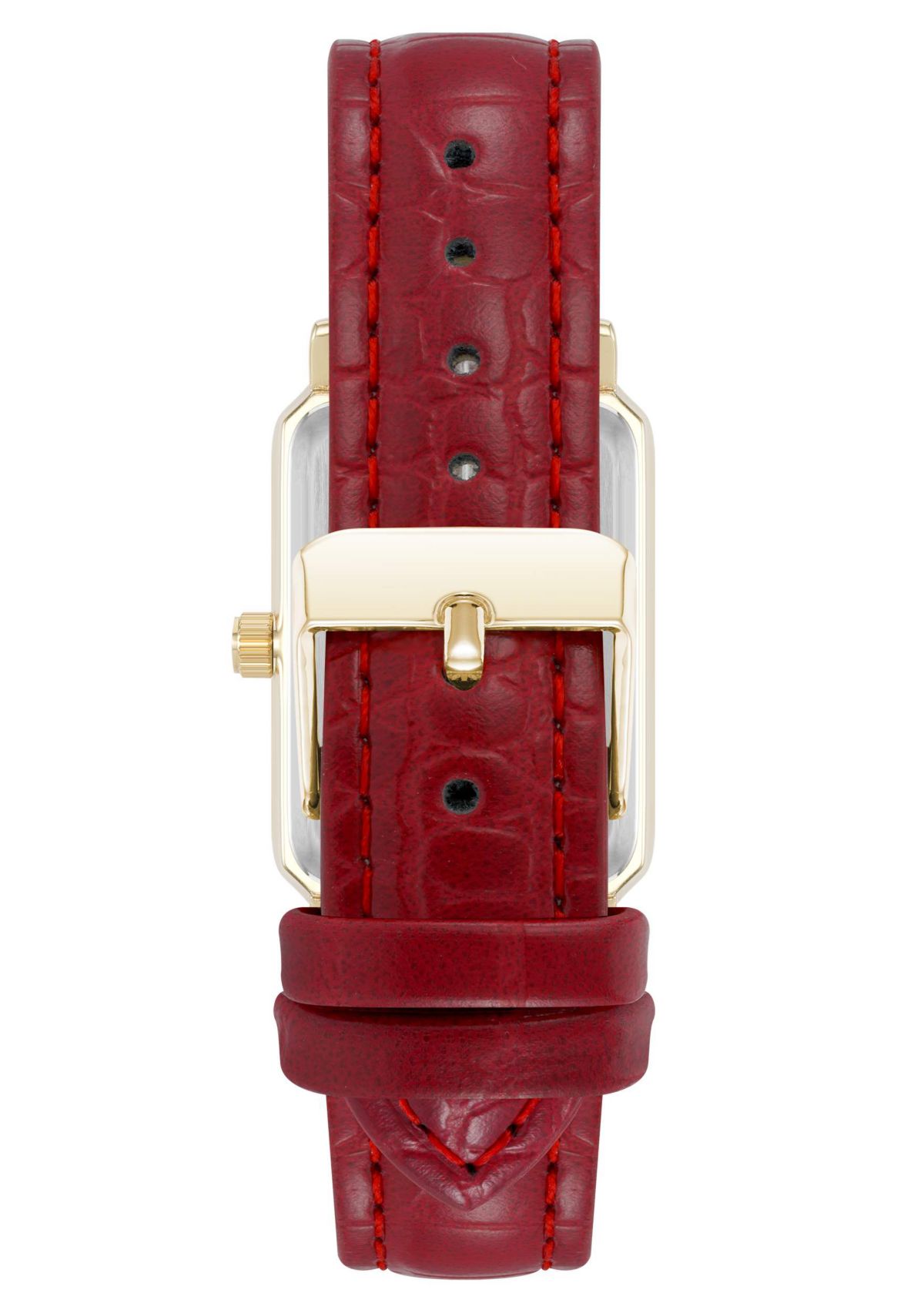 Anne Klein Womens Quartz Casual Red PU Leather and Gold-Tone Metal Alloy Watch, 25mm