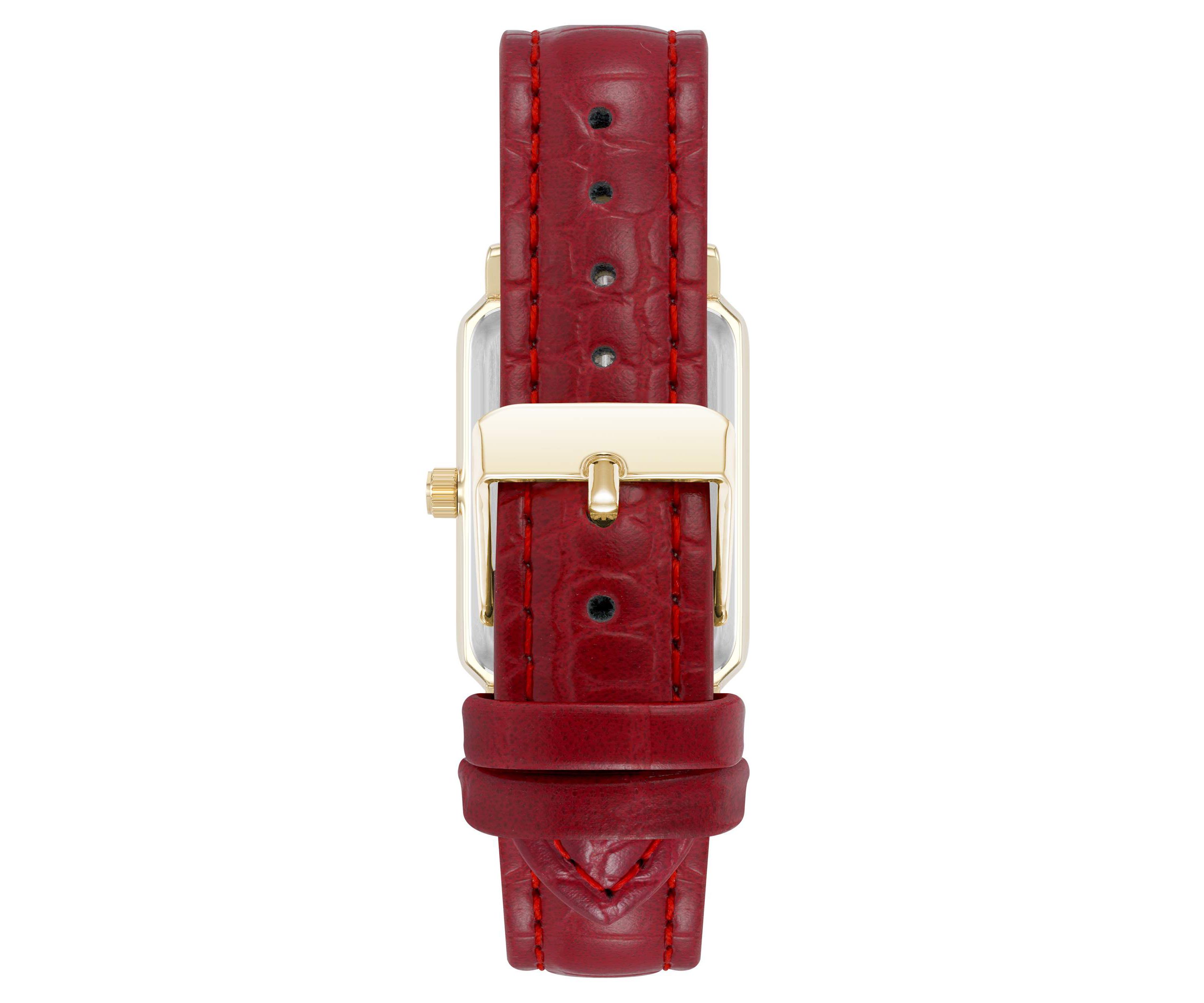 Anne Klein Womens Quartz Casual Red PU Leather and Gold-Tone Metal Alloy Watch, 25mm