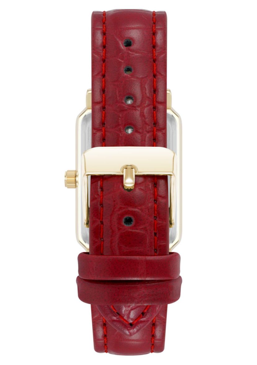 Anne Klein Womens Quartz Casual Red PU Leather and Gold-Tone Metal Alloy Watch, 25mm