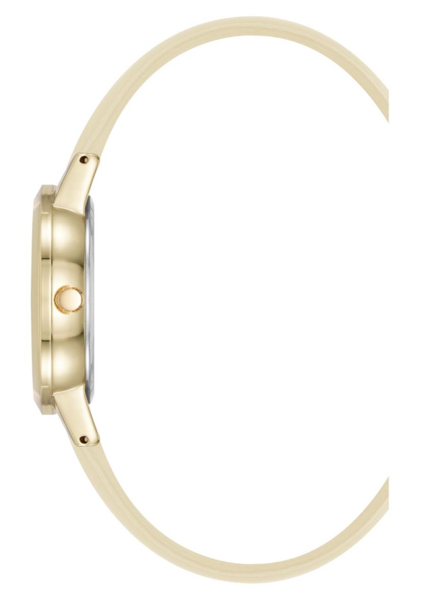 Anne Klein Womens Quartz Casual Cream PU Leather and Gold-Tone Metal Alloy Boyfriend Watch, 34mm
