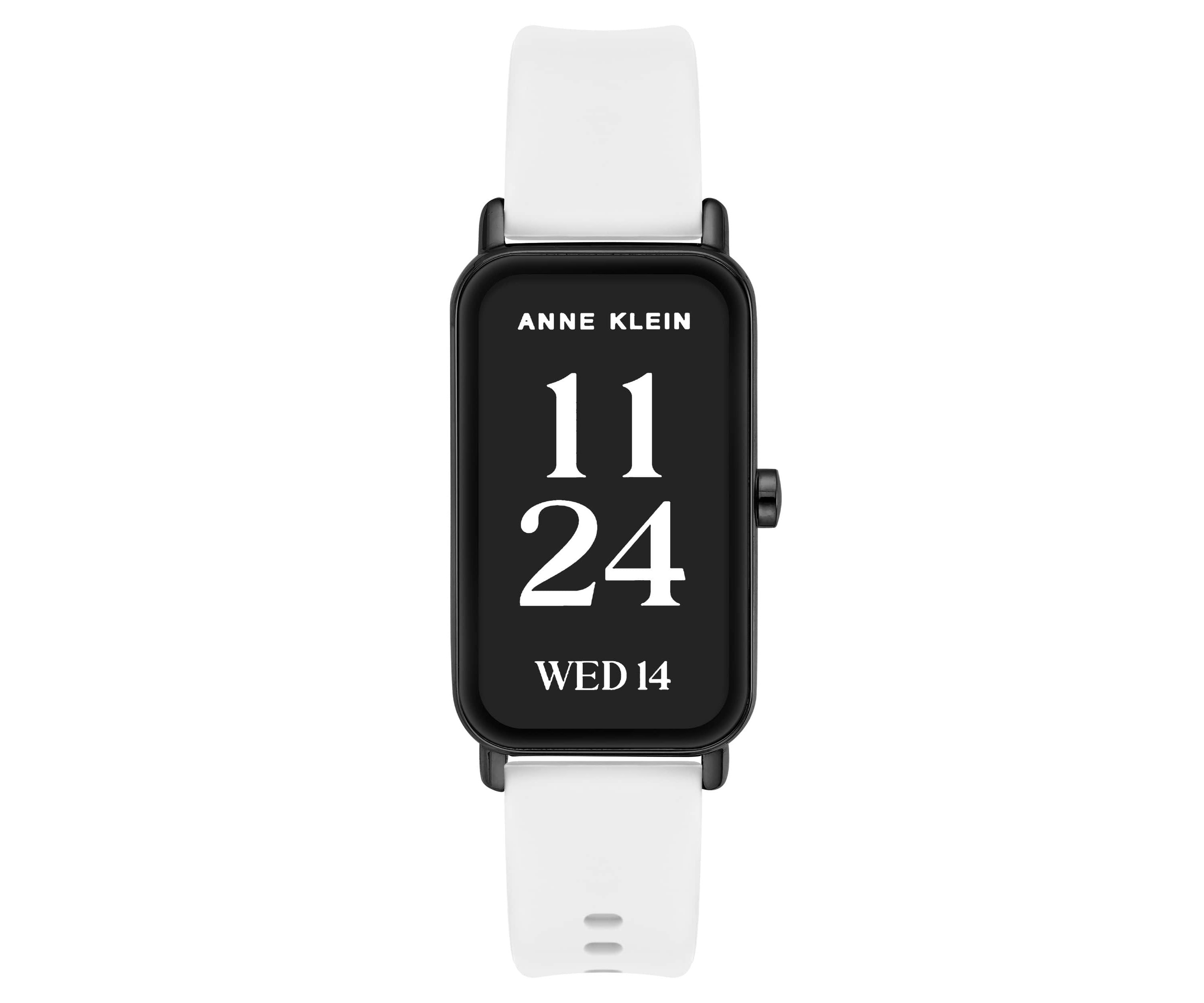 Anne Klein Womens Connect It Illume Smartwatch with Black Leather and White Silicone Bands
