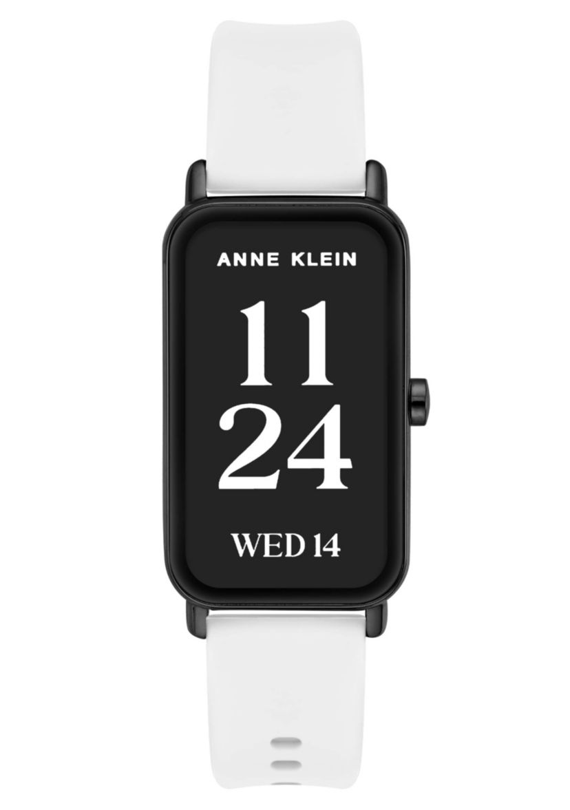 Anne Klein Womens Connect It Illume Smartwatch with Black Leather and White Silicone Bands