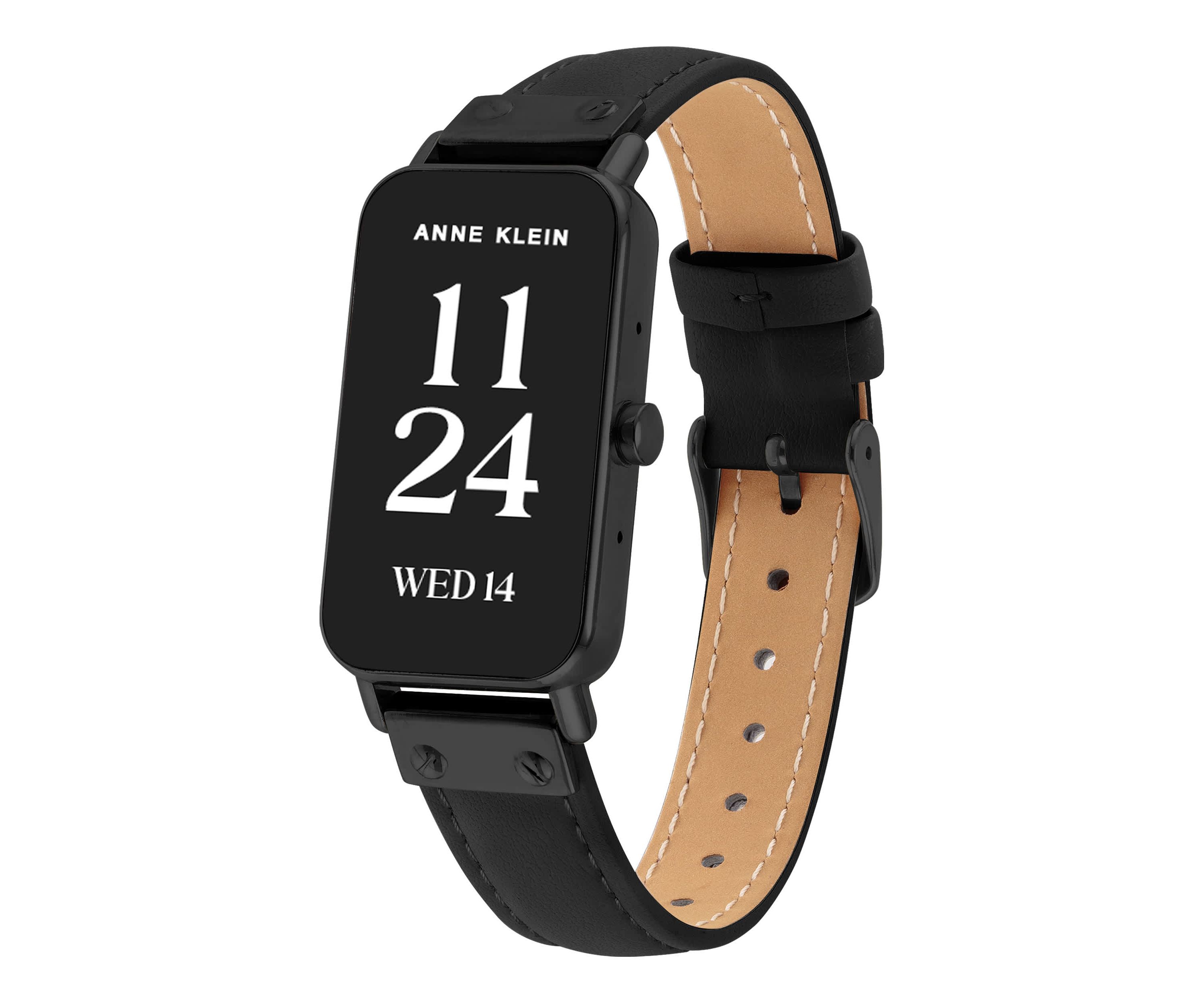Anne Klein Womens Connect It Illume Smartwatch with Black Leather and White Silicone Bands