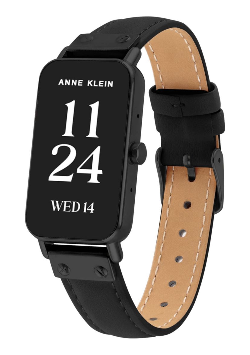 Anne Klein Womens Connect It Illume Smartwatch with Black Leather and White Silicone Bands