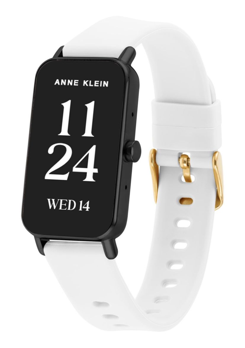 Anne Klein Womens Connect It Illume Smartwatch with Black Leather and White Silicone Bands