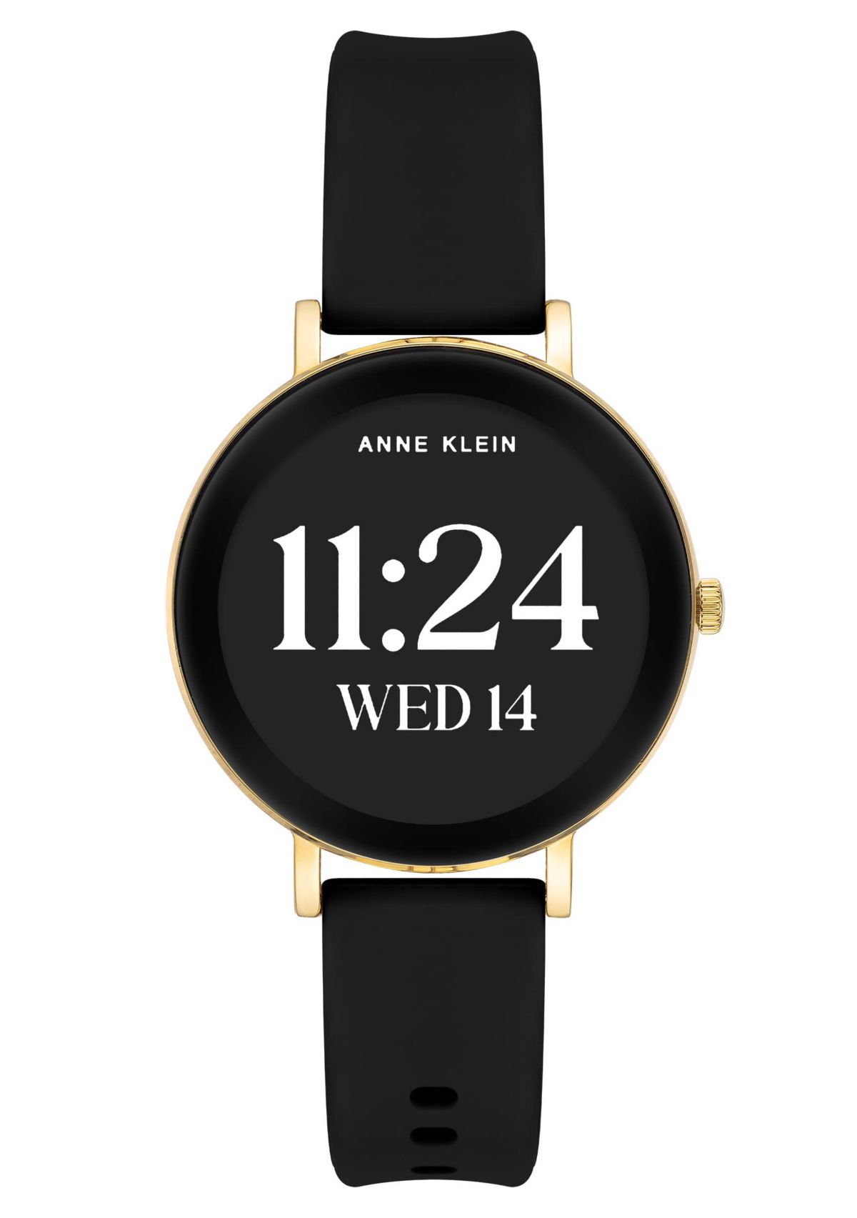 Anne Klein Womens Connect It Prism Smartwatch with Two-Tone Metal Alloy and Black Silicone Bands
