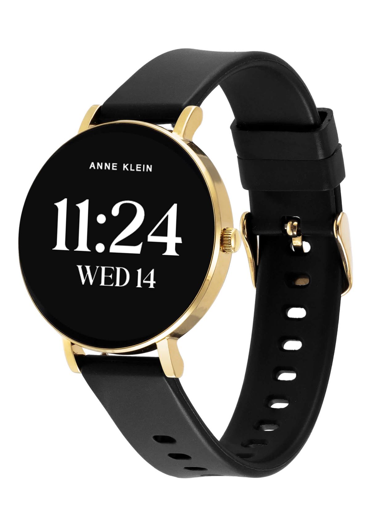 Anne Klein Womens Connect It Prism Smartwatch with Two-Tone Metal Alloy and Black Silicone Bands