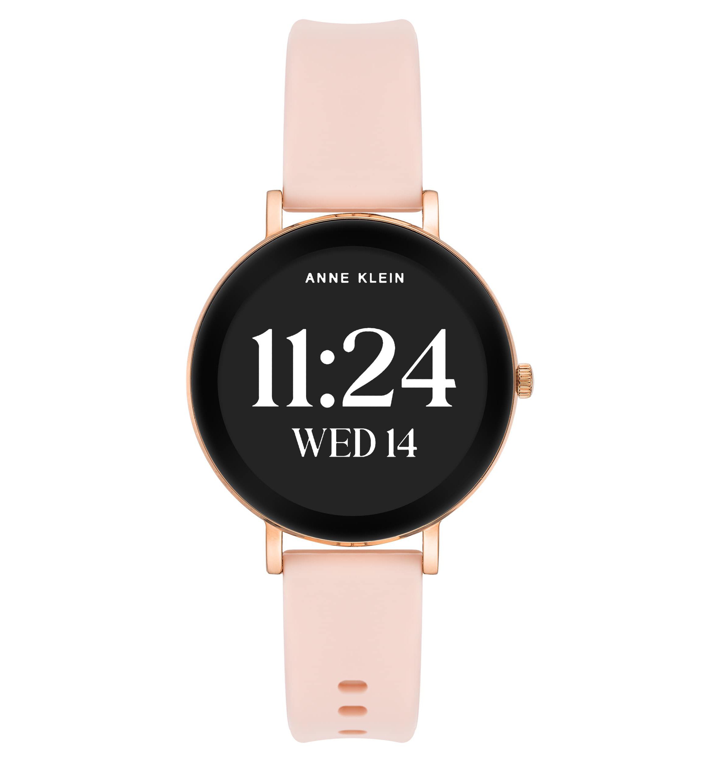 Anne Klein Womens Connect It Prism Smartwatch with Rose Gold-Tone Metal Alloy and Pink Silicone Bands