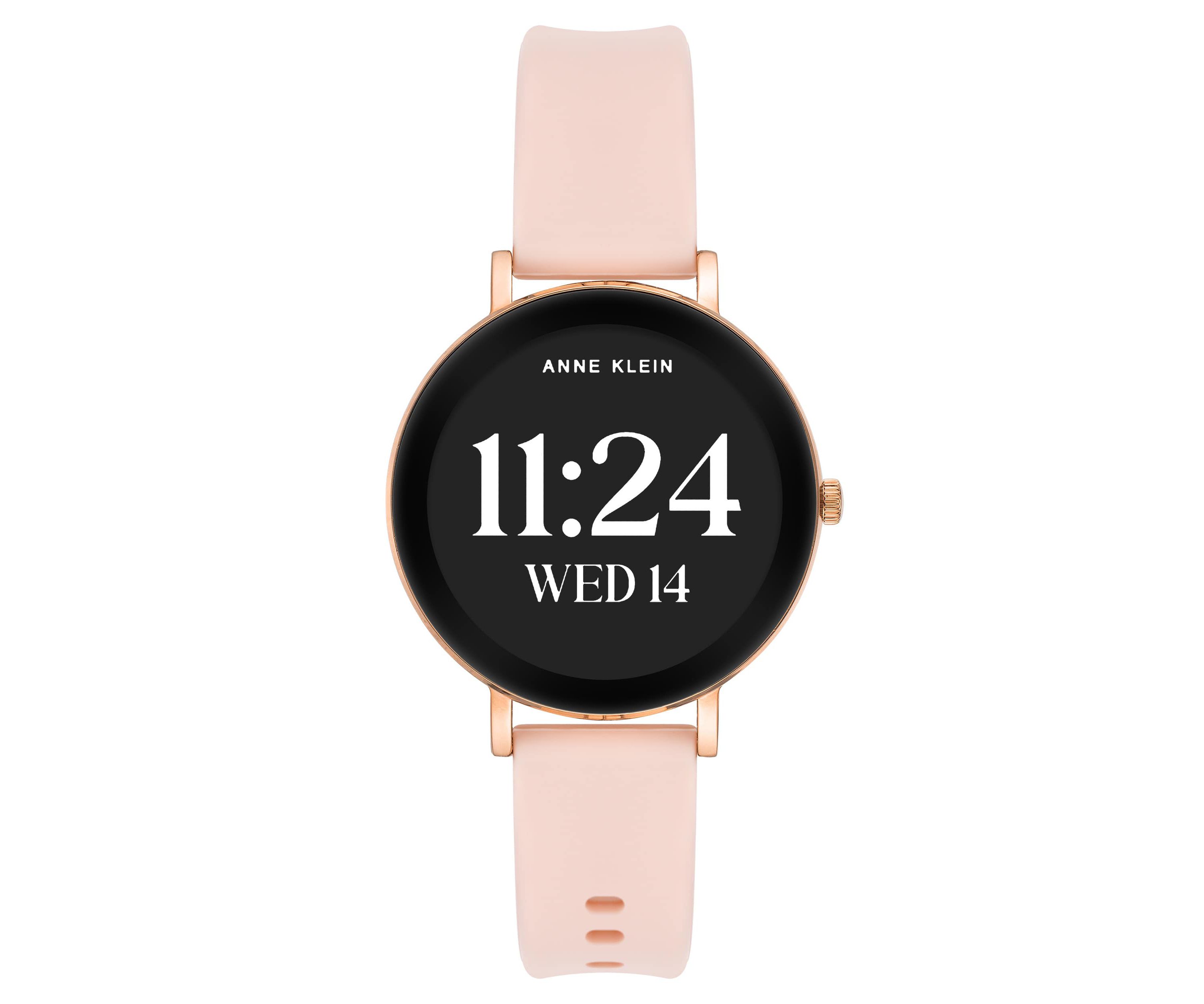 Anne Klein Womens Connect It Prism Smartwatch with Rose Gold-Tone Metal Alloy and Pink Silicone Bands