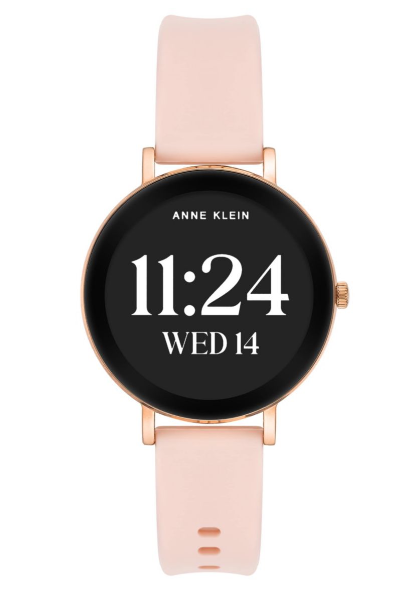 Anne Klein Womens Connect It Prism Smartwatch with Rose Gold-Tone Metal Alloy and Pink Silicone Bands