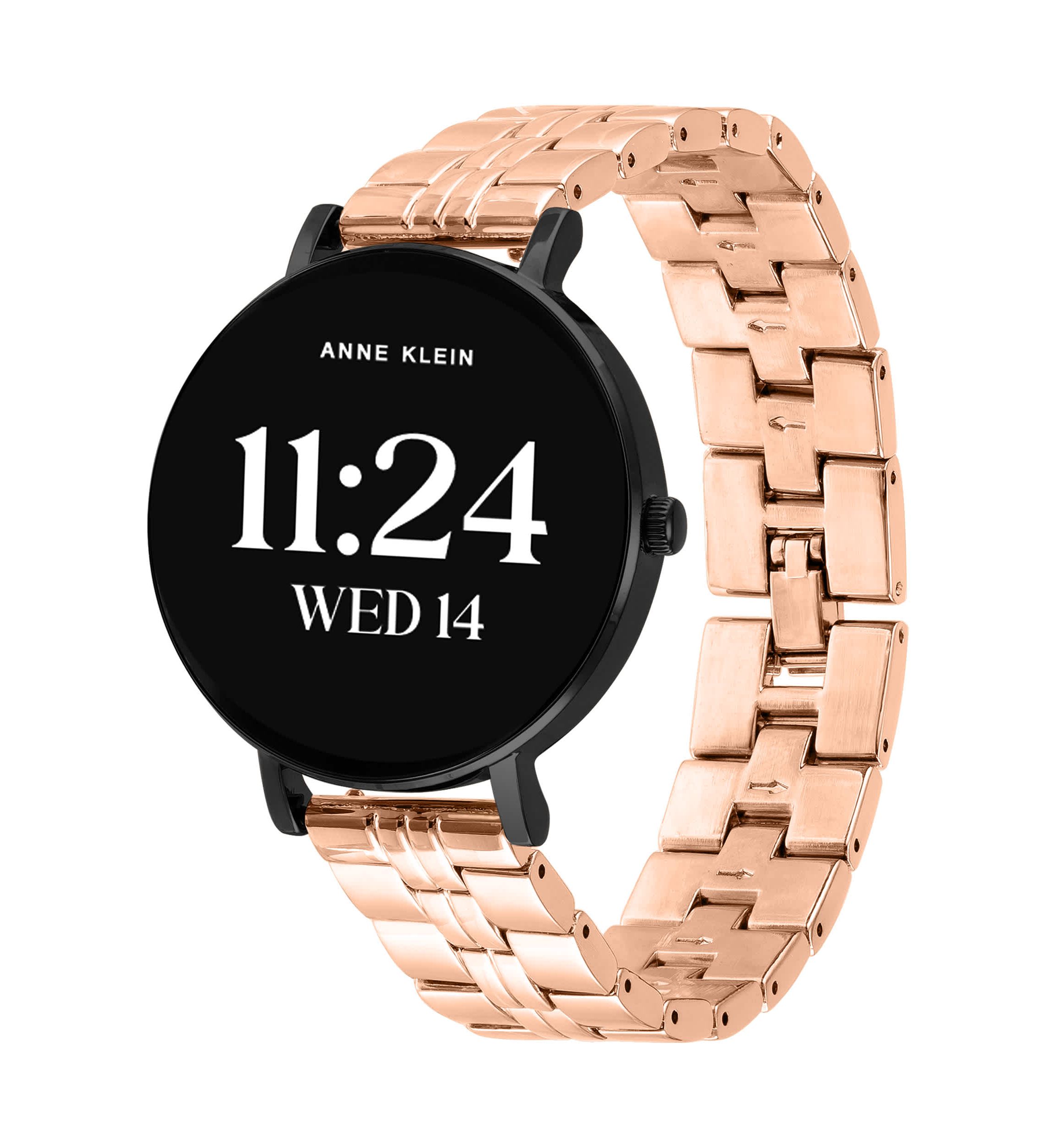 Anne Klein Womens Connect It Prism Smartwatch with Rose Gold-Tone Metal Alloy and Pink Silicone Bands