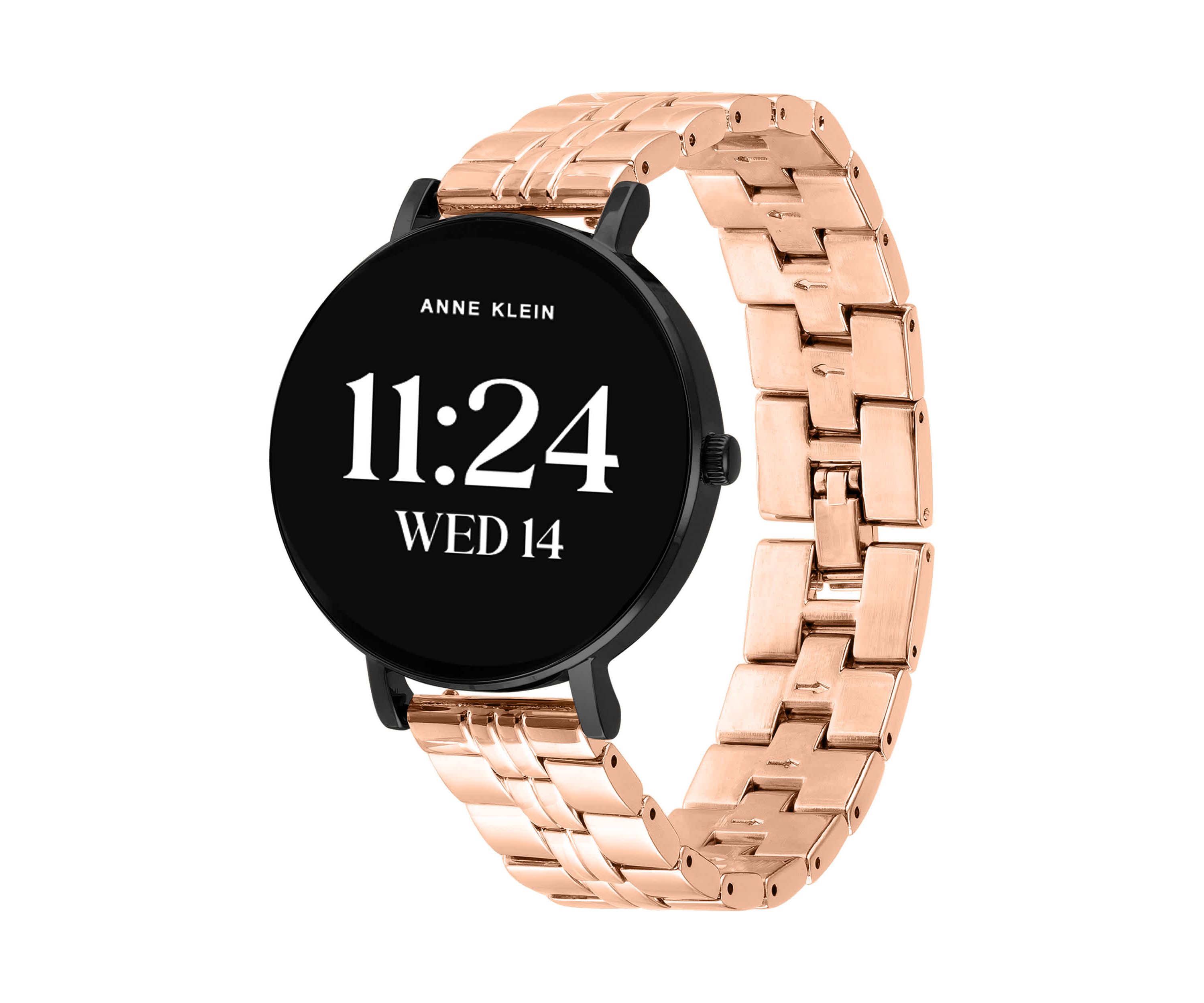 Anne Klein Womens Connect It Prism Smartwatch with Rose Gold-Tone Metal Alloy and Pink Silicone Bands