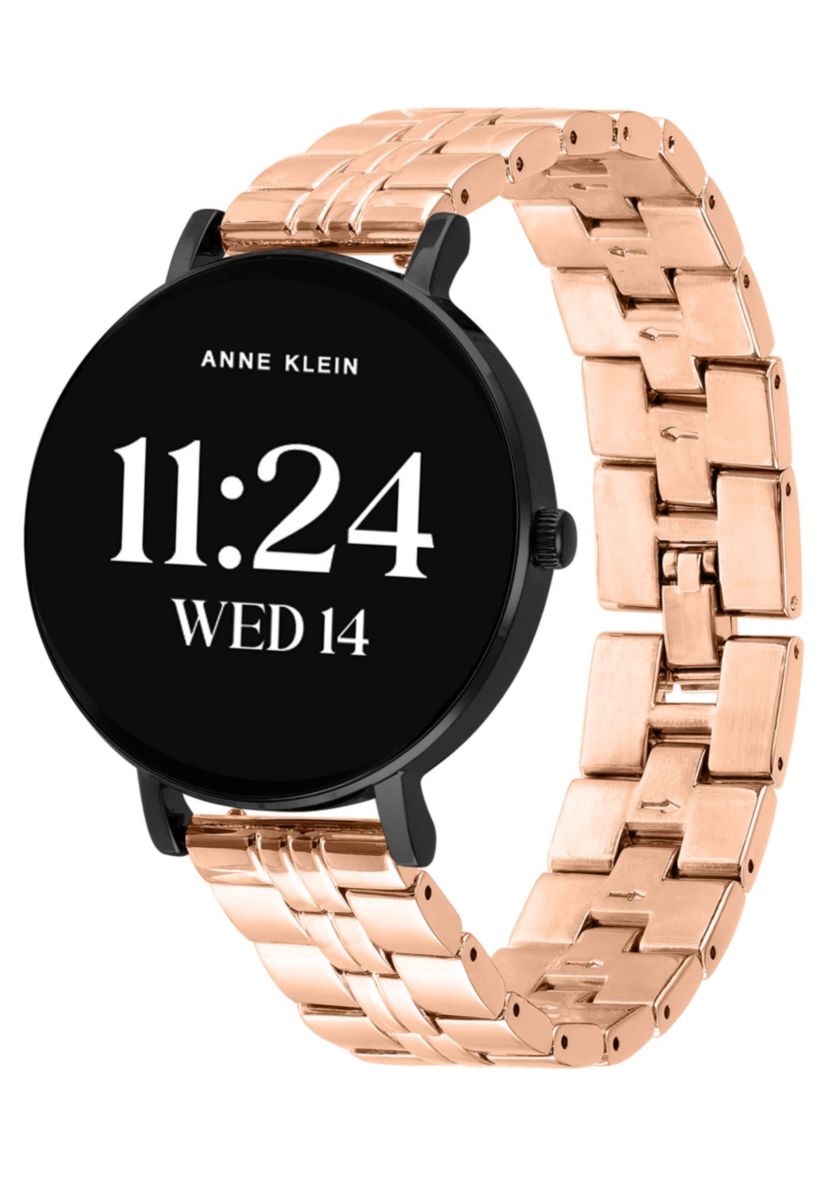 Anne Klein Womens Connect It Prism Smartwatch with Rose Gold-Tone Metal Alloy and Pink Silicone Bands