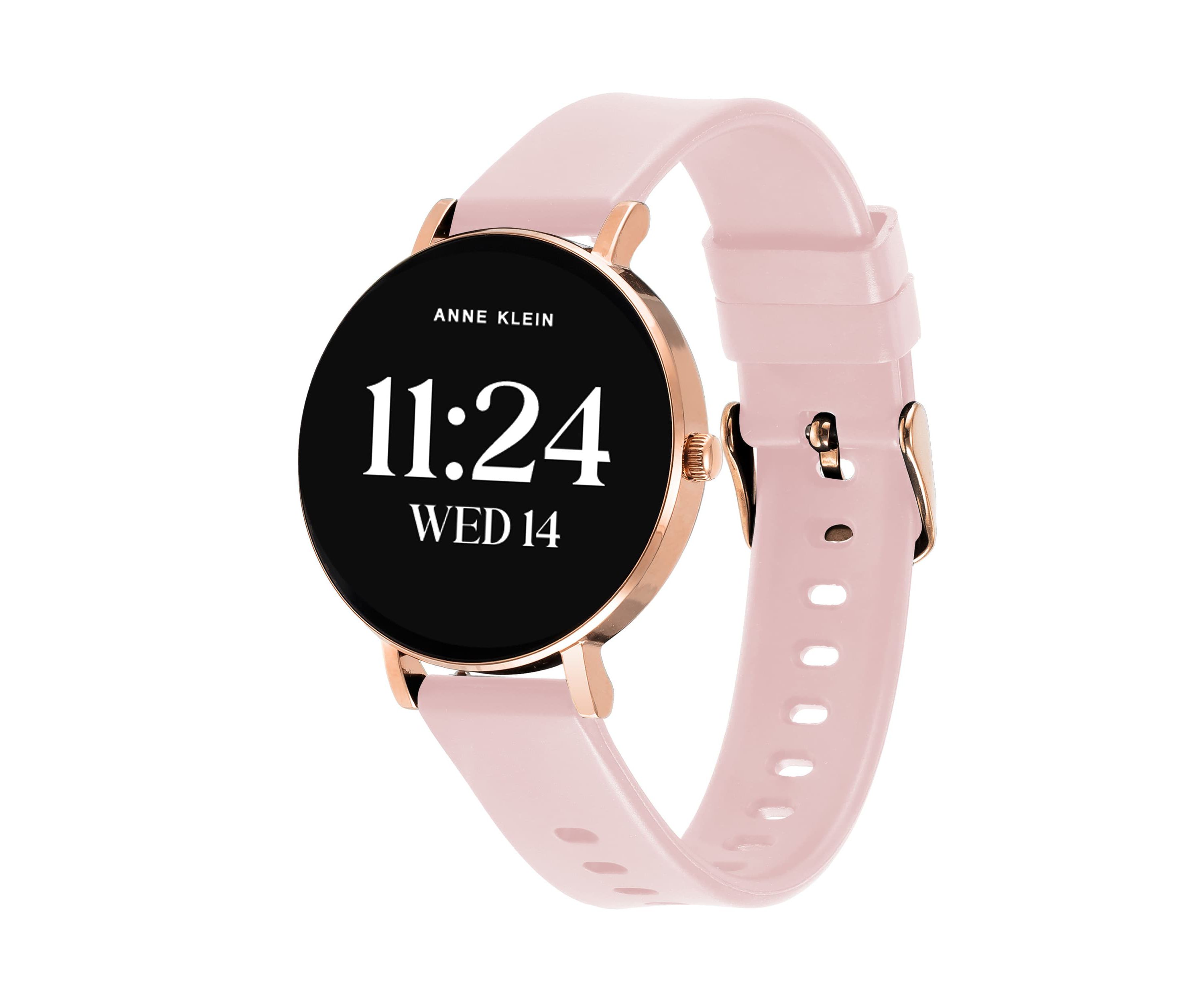 Anne Klein Womens Connect It Prism Smartwatch with Rose Gold-Tone Metal Alloy and Pink Silicone Bands