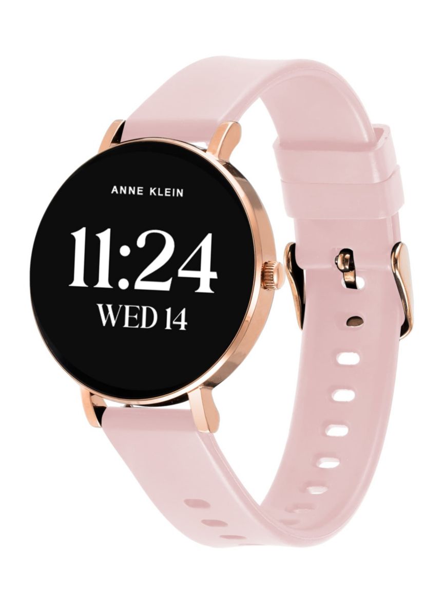 Anne Klein Womens Connect It Prism Smartwatch with Rose Gold-Tone Metal Alloy and Pink Silicone Bands
