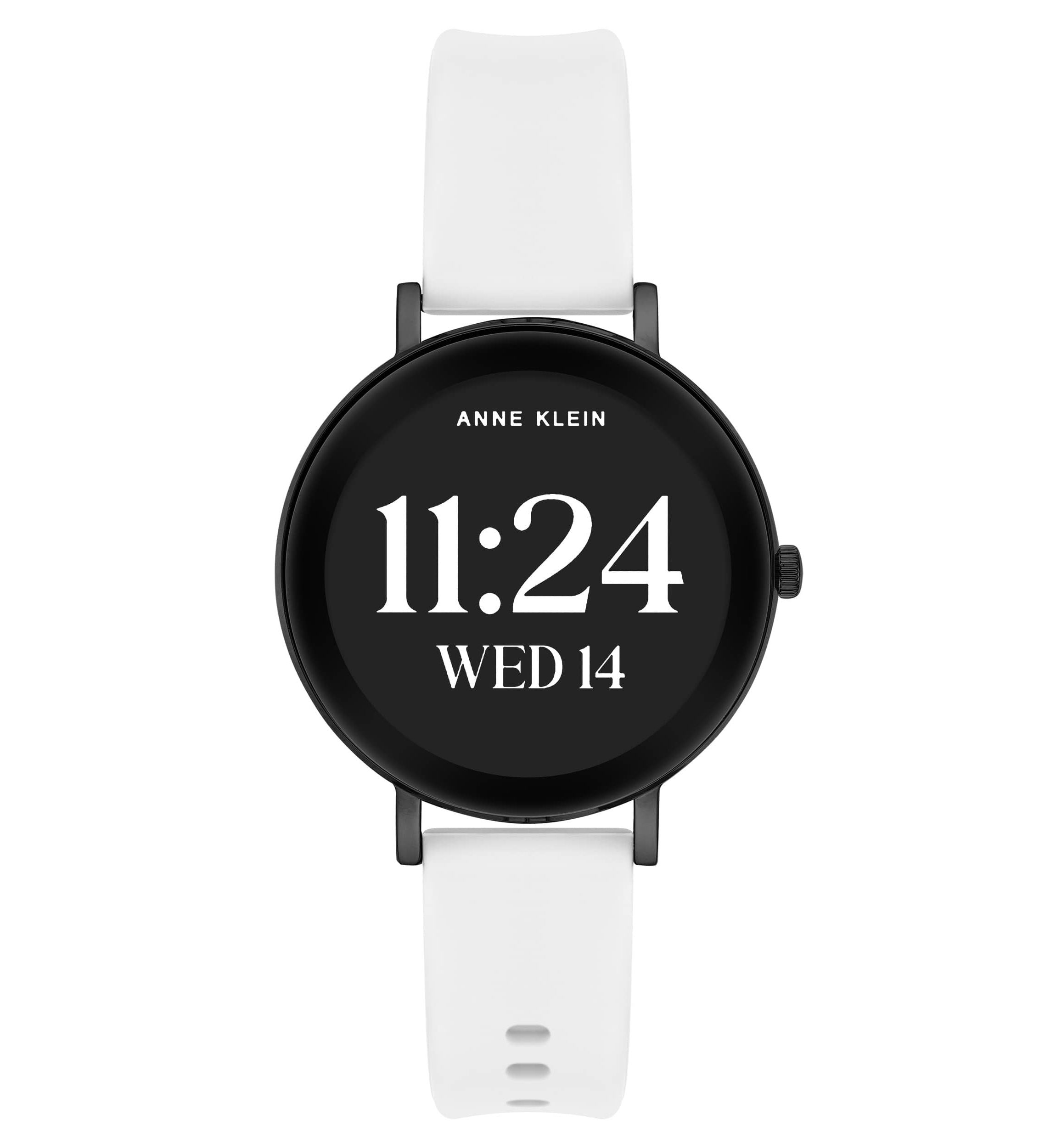 Anne Klein Womens Connect It Prism Smartwatch with Gold-Tone Metal Alloy and White Silicone Bands