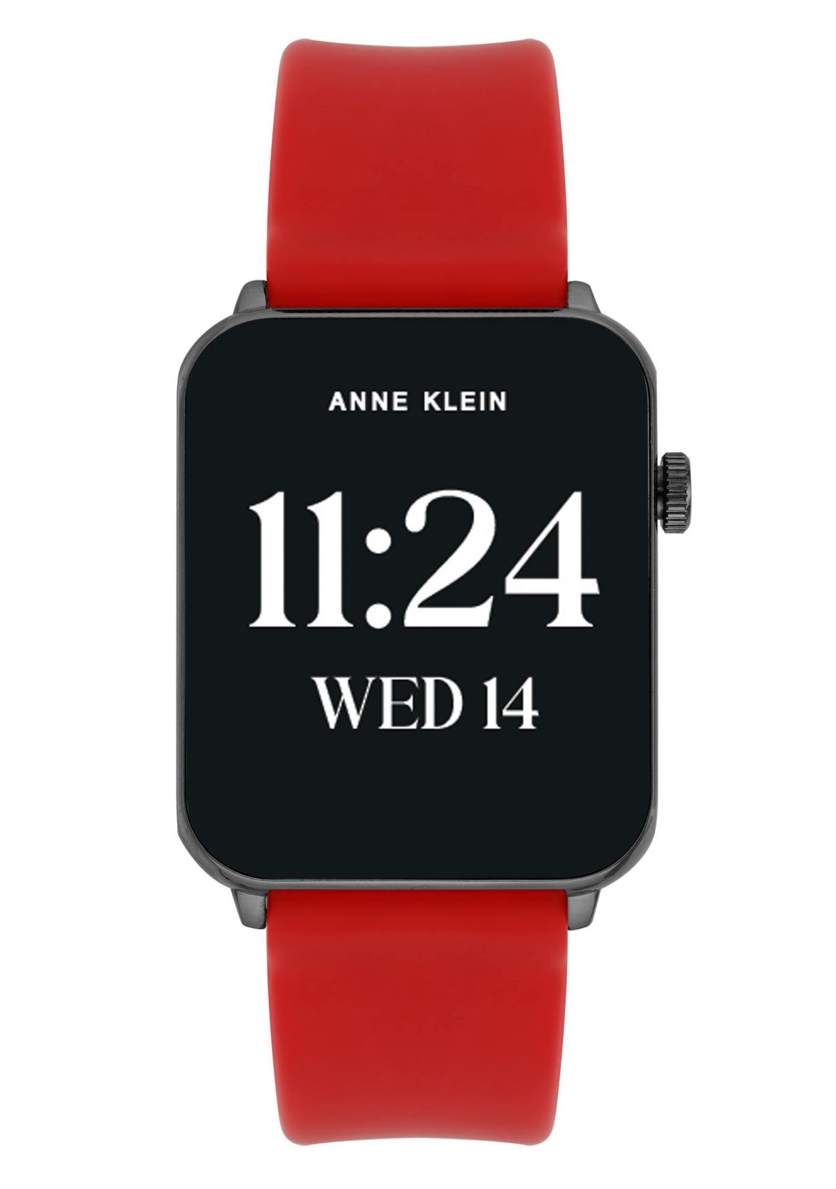 Anne Klein Womens Connect It Stellar Smartwatch with Gold-Tone Stainless Steel Mesh and Red Silicone Bands
