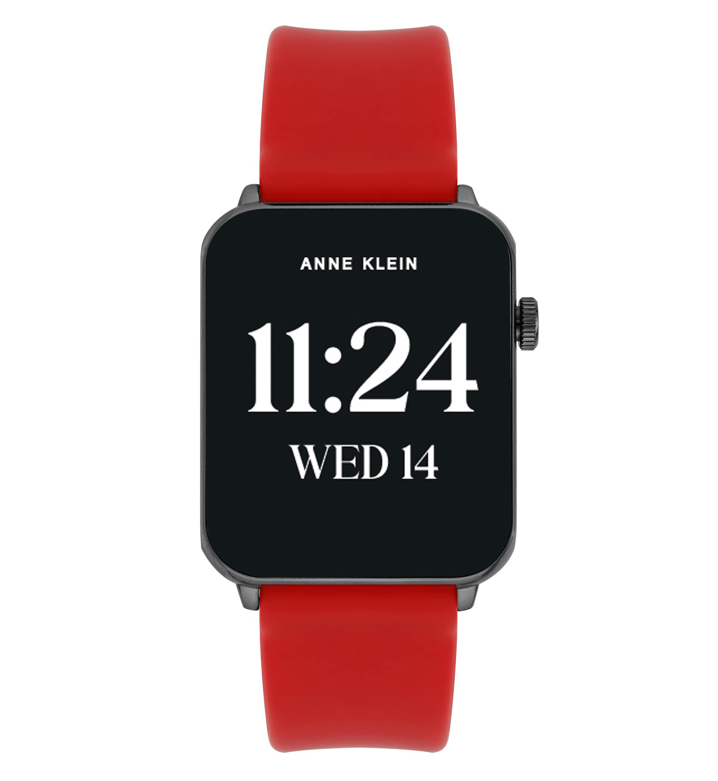 Anne Klein Womens Connect It Stellar Smartwatch with Gold-Tone Stainless Steel Mesh and Red Silicone Bands