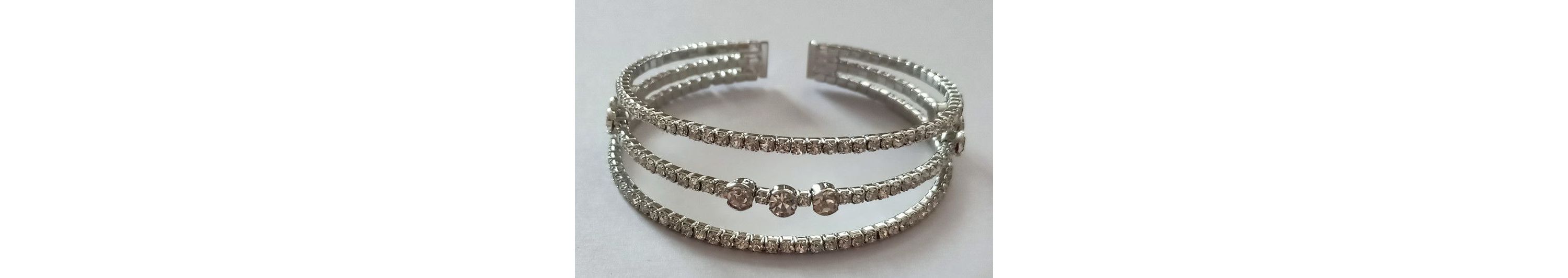 FOUR ROW CRYSTAL AND PEARL CUFF