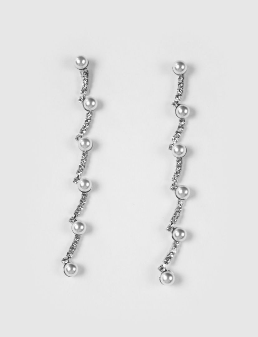 CRYSTAL AND PEARL LACY EARRINGS