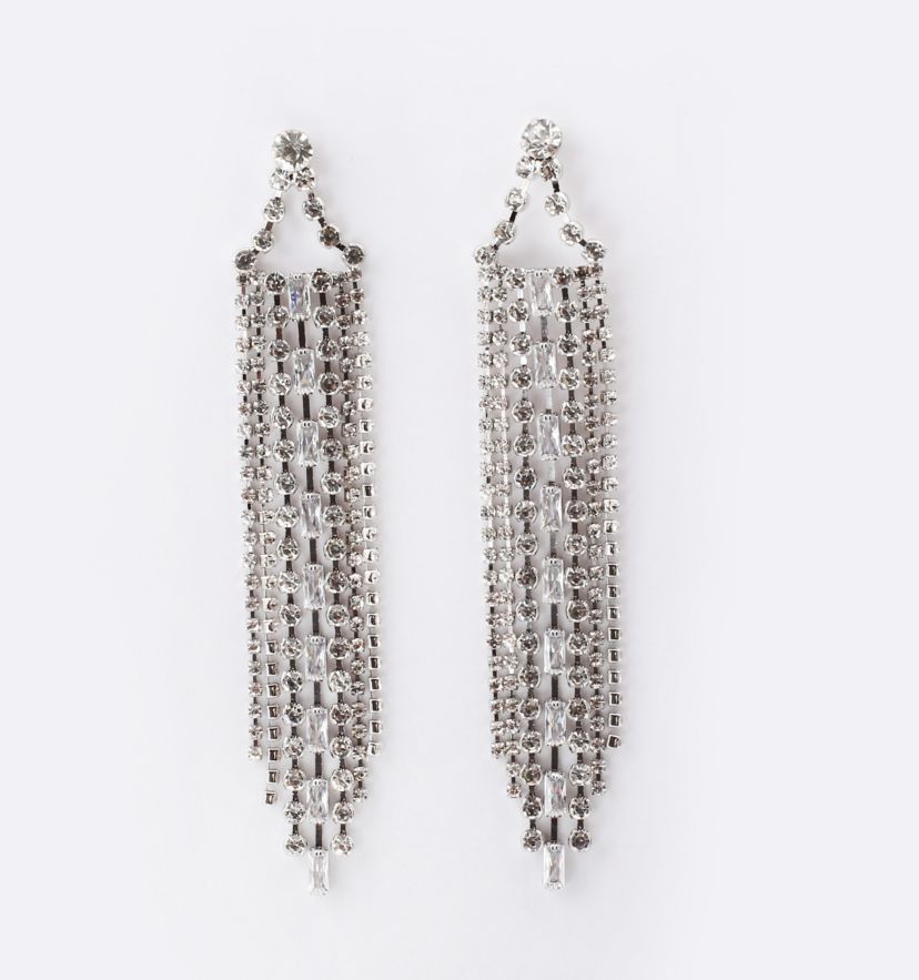 OPEN CRYSTAL AND PEARL FH EARRINGS