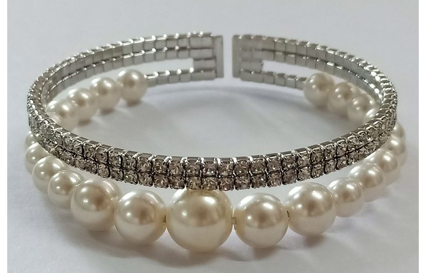 WIDE LINEAR FASHION PEARL DROP EARRINGS