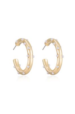 Ettika Spotted Pearl Hoops, Gold