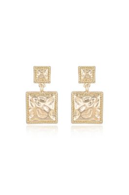 Ettika Repeated Square Earrings, Gold