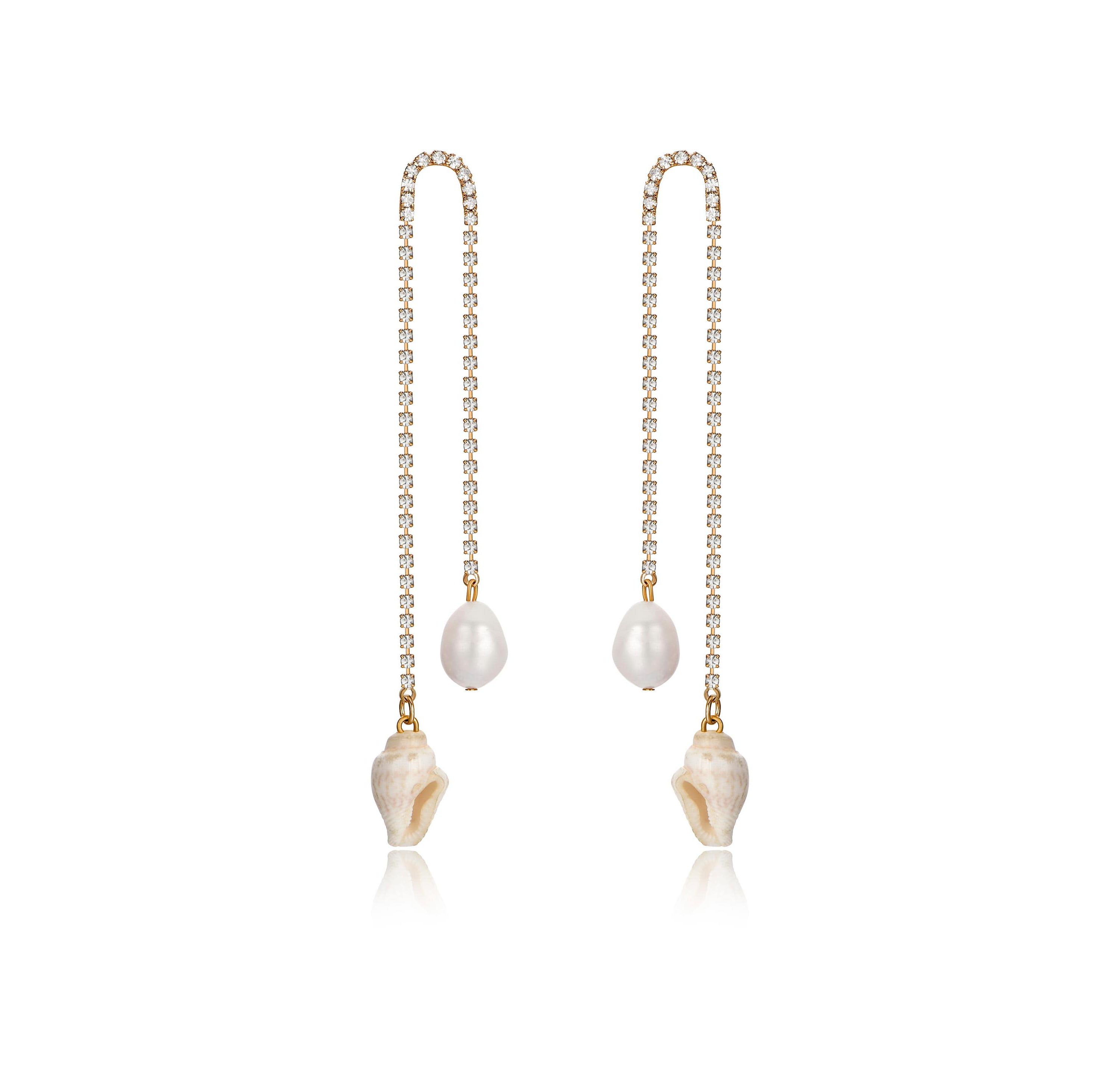 Ettika Shell and Pearl Dangle Earrings