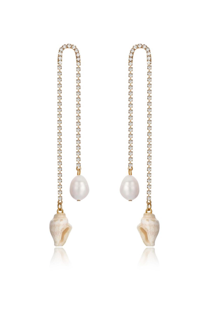Ettika Shell and Pearl Dangle Earrings