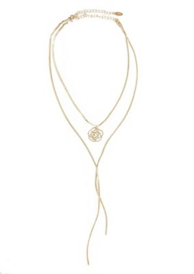 Ettika Flower Pendant 18k Gold Plated Lariat Necklace