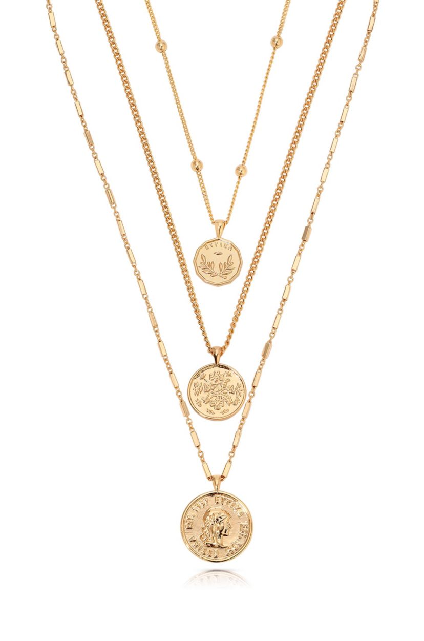 Ettika Three Coins Necklace Set