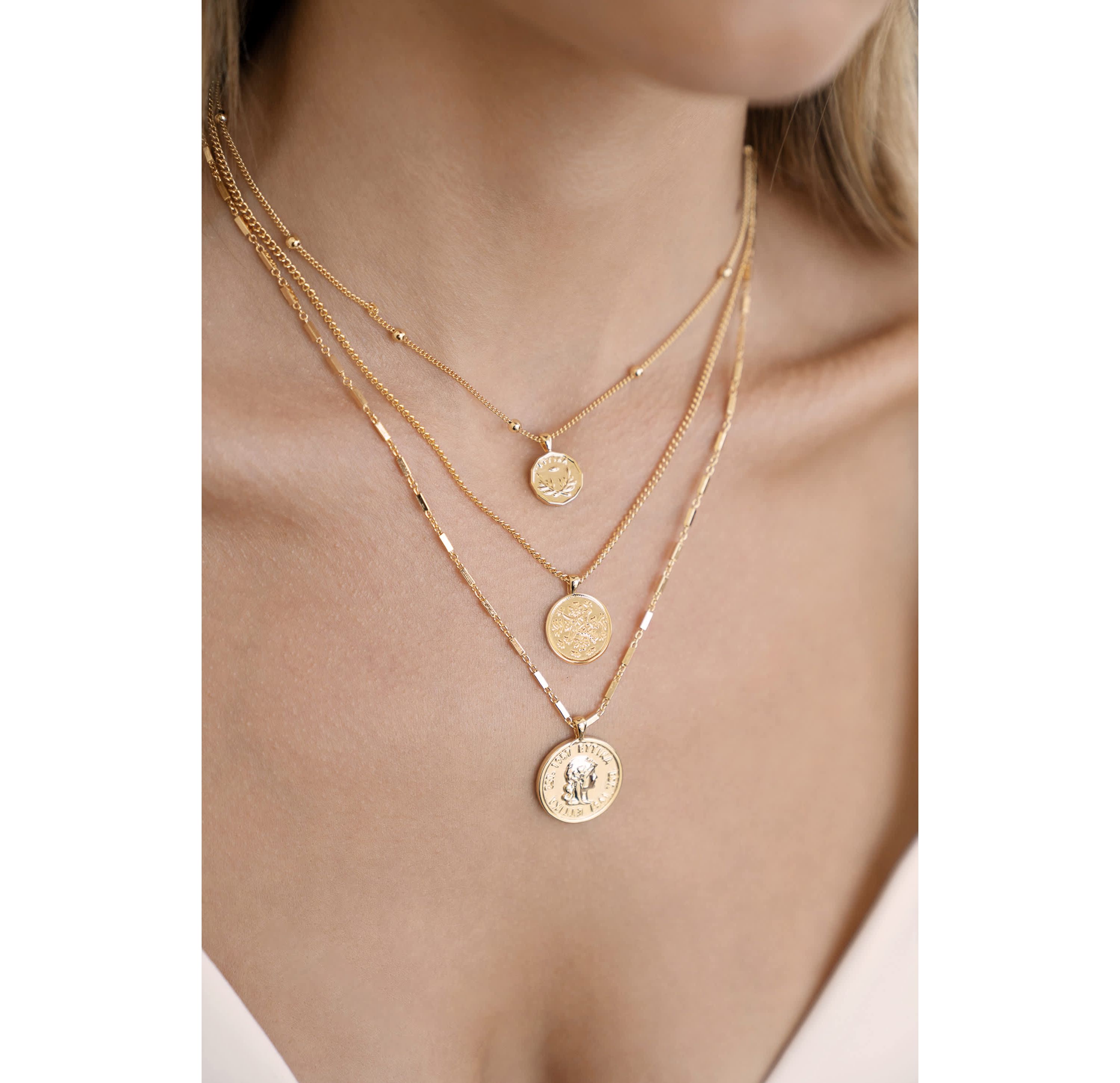 Ettika Three Coins Necklace Set