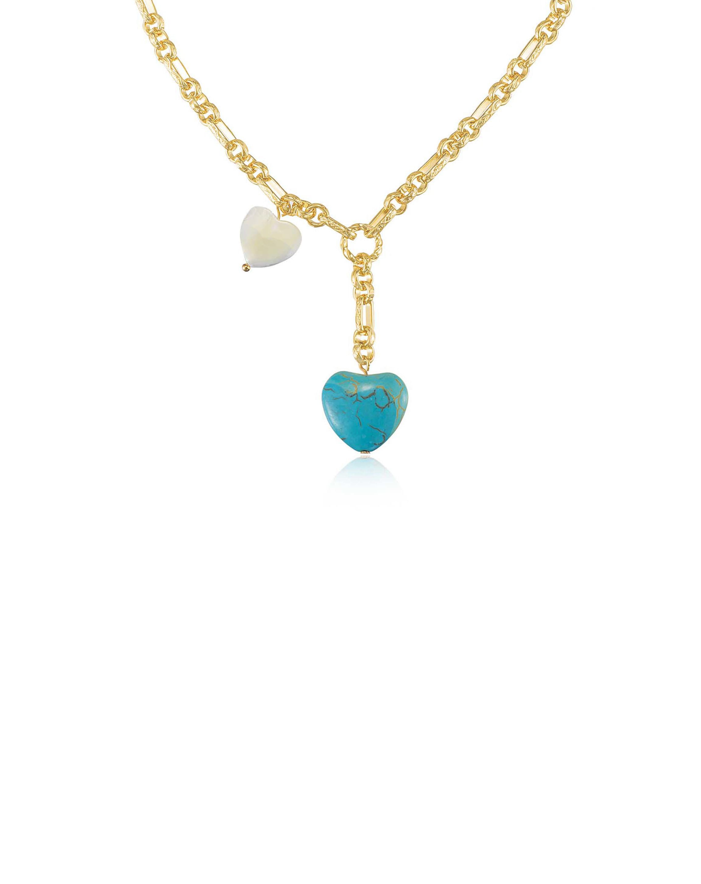 Ettika Turquoise and Pearl Heart Lariat
