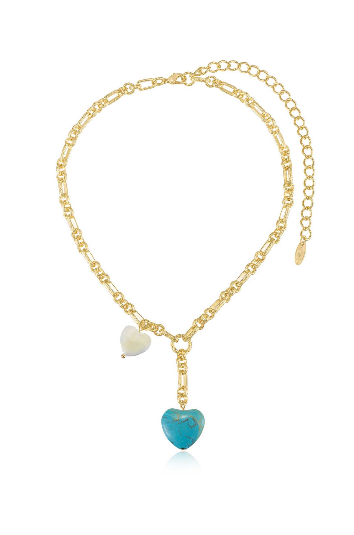 Ettika Turquoise and Pearl Heart Lariat